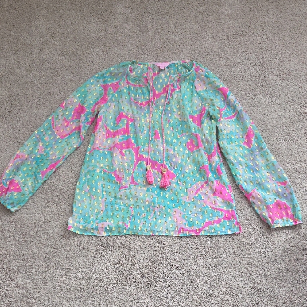 Lilly Pulitzer Rilla Top In Tropical Pink Sand